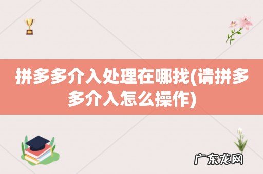 请拼多多介入怎么操作 拼多多介入处理在哪找