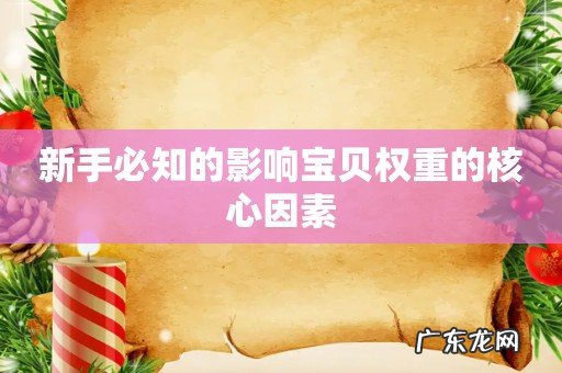 新手必知的影响宝贝权重的核心因素