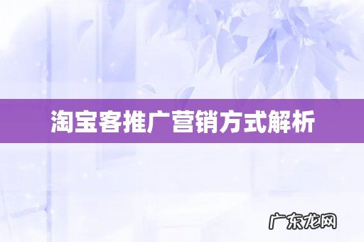淘宝客推广营销方式解析