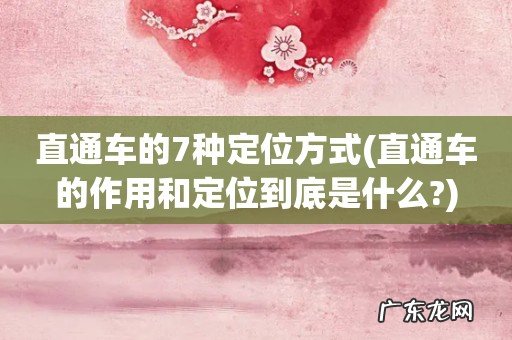 直通车的作用和定位到底是什么? 直通车的7种定位方式