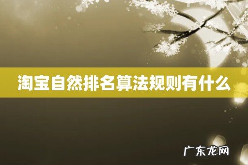 淘宝自然排名算法规则有什么