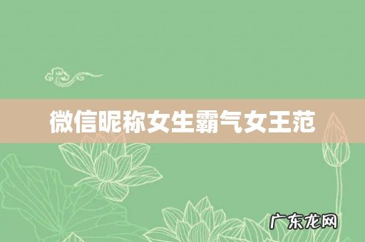微信昵称女生霸气女王范