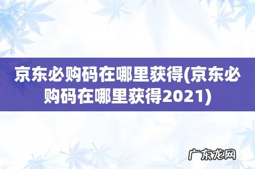 京东必购码在哪里获得2021 京东必购码在哪里获得
