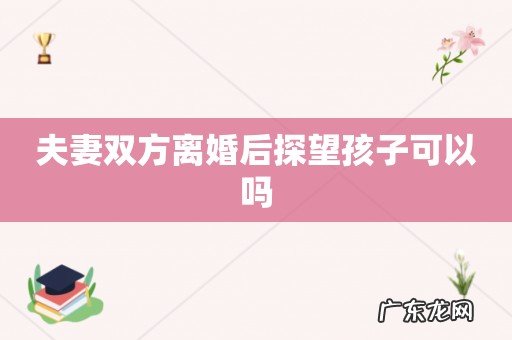 夫妻双方离婚后探望孩子可以吗