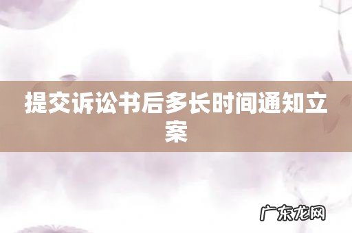 提交诉讼书后多长时间通知立案