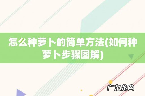 如何种萝卜步骤图解 怎么种萝卜的简单方法