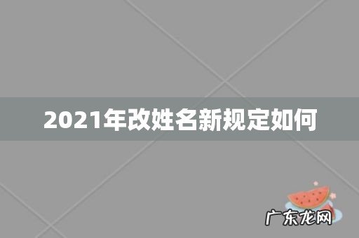 2021年改姓名新规定如何