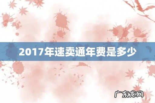 2017年速卖通年费是多少