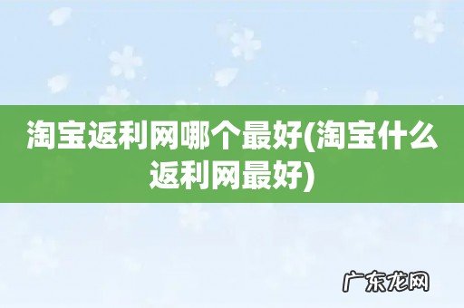 淘宝什么返利网最好 淘宝返利网哪个最好
