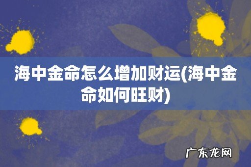 海中金命如何旺财 海中金命怎么增加财运