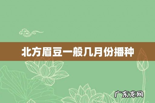 北方眉豆一般几月份播种