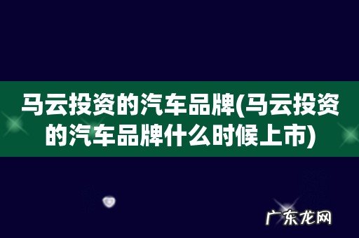 马云投资的汽车品牌什么时候上市 马云投资的汽车品牌