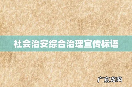 社会治安综合治理宣传标语