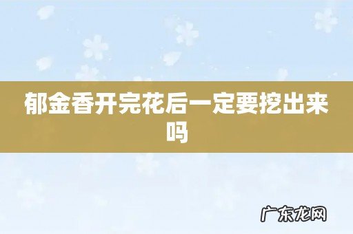 郁金香开完花后一定要挖出来吗