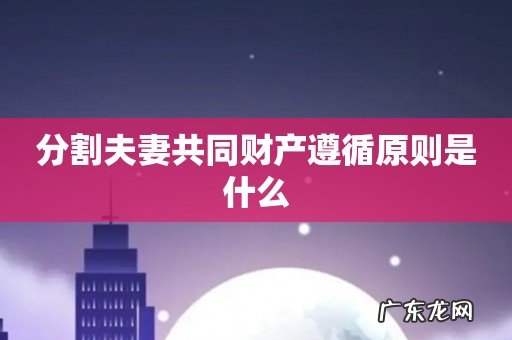 分割夫妻共同财产遵循原则是什么