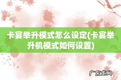 卡宴举升机模式如何设置 卡宴举升模式怎么设定