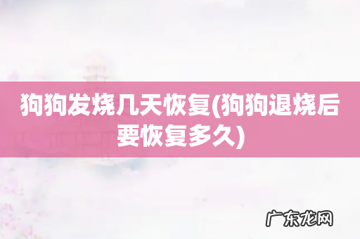 狗狗退烧后要恢复多久 狗狗发烧几天恢复