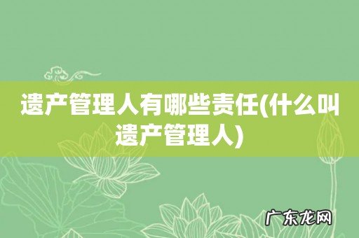 什么叫遗产管理人 遗产管理人有哪些责任