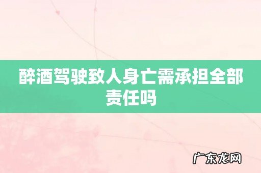 醉酒驾驶致人身亡需承担全部责任吗