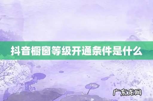 抖音橱窗等级开通条件是什么