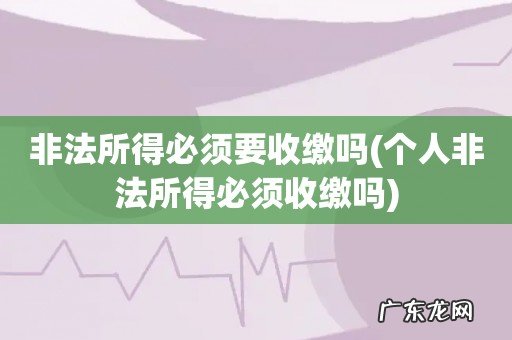 个人非法所得必须收缴吗 非法所得必须要收缴吗