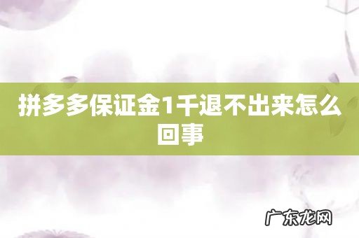 拼多多保证金1千退不出来怎么回事