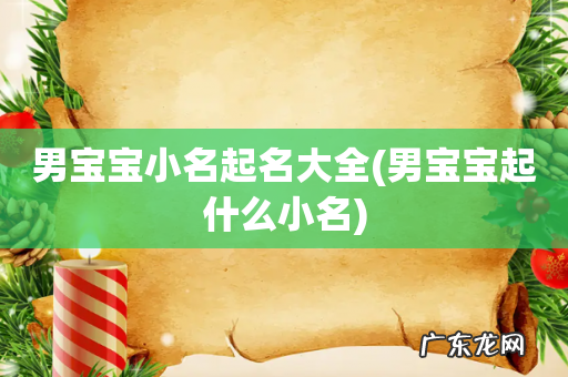 男宝宝起什么小名 男宝宝小名起名大全