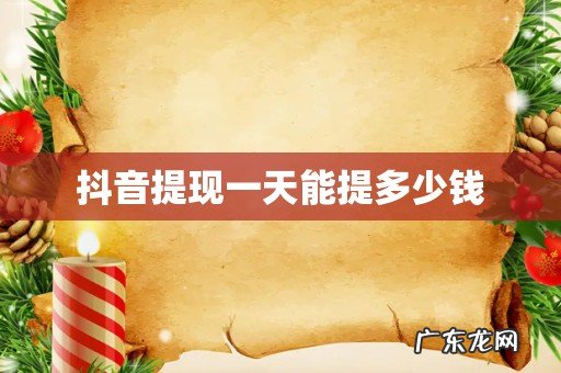 抖音提现一天能提多少钱
