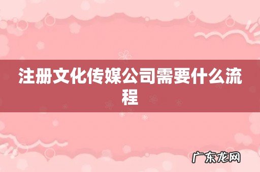 注册文化传媒公司需要什么流程