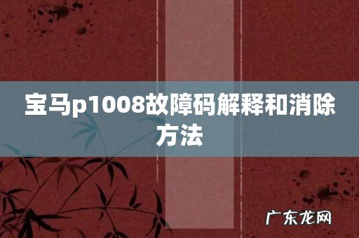 宝马p1008故障码解释和消除方法