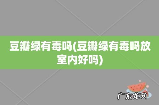 豆瓣绿有毒吗放室内好吗 豆瓣绿有毒吗