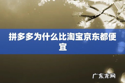 拼多多为什么比淘宝京东都便宜