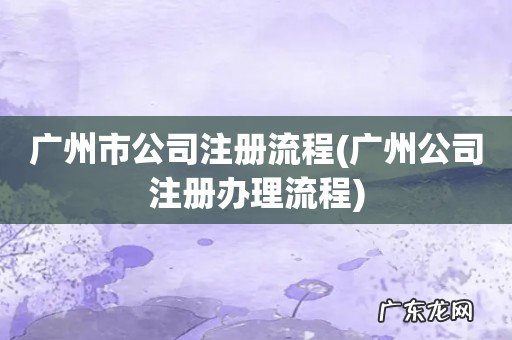 广州公司注册办理流程 广州市公司注册流程