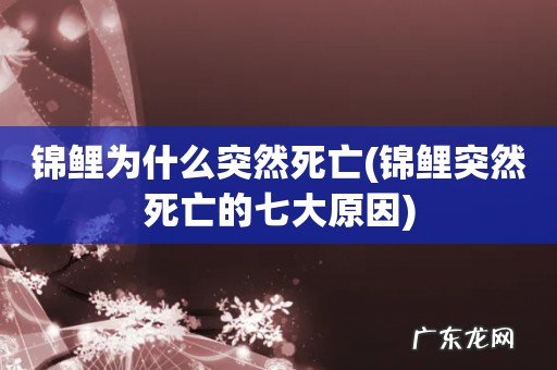 锦鲤突然死亡的七大原因 锦鲤为什么突然死亡