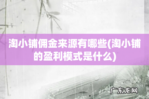 淘小铺的盈利模式是什么 淘小铺佣金来源有哪些