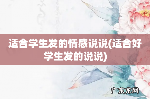 适合好学生发的说说 适合学生发的情感说说