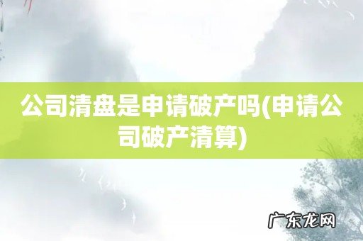 申请公司破产清算 公司清盘是申请破产吗
