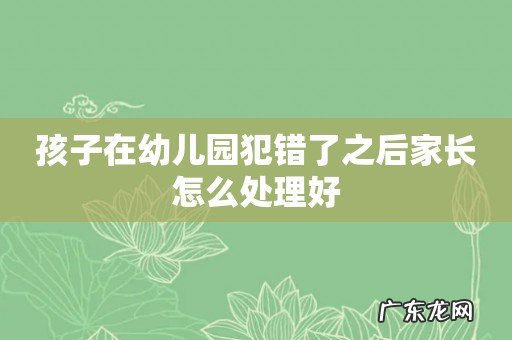 孩子在幼儿园犯错了之后家长怎么处理好
