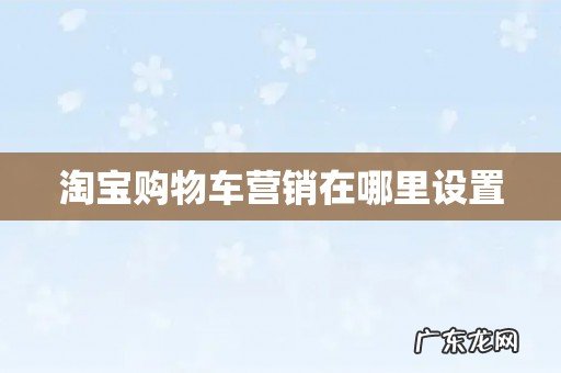 淘宝购物车营销在哪里设置