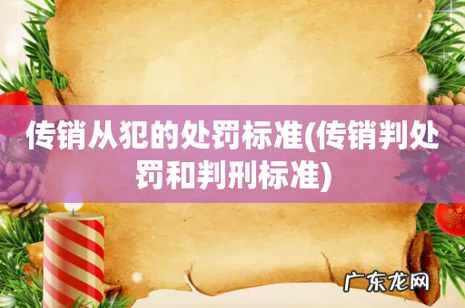 传销判处罚和判刑标准 传销从犯的处罚标准