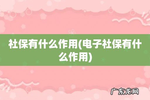 电子社保有什么作用 社保有什么作用