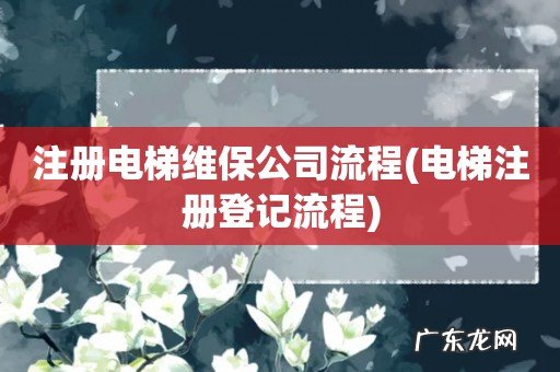电梯注册登记流程 注册电梯维保公司流程