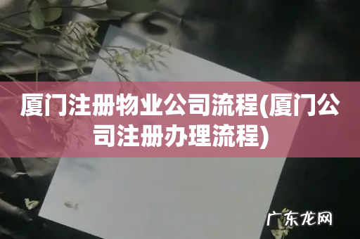 厦门公司注册办理流程 厦门注册物业公司流程