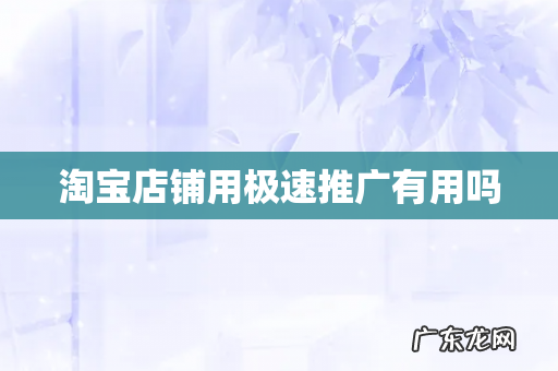 淘宝店铺用极速推广有用吗