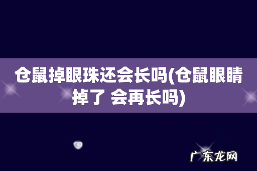 仓鼠眼睛掉了 会再长吗 仓鼠掉眼珠还会长吗