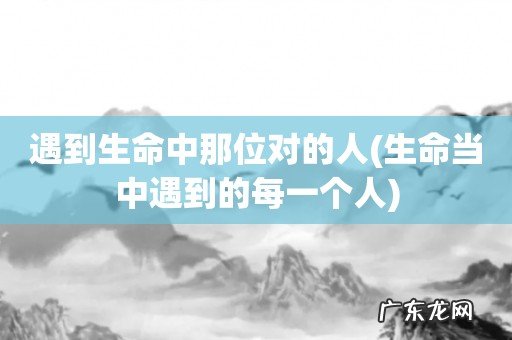 生命当中遇到的每一个人 遇到生命中那位对的人