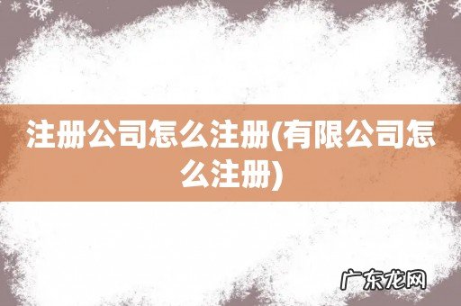 有限公司怎么注册 注册公司怎么注册