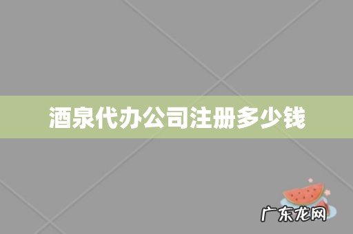 酒泉代办公司注册多少钱