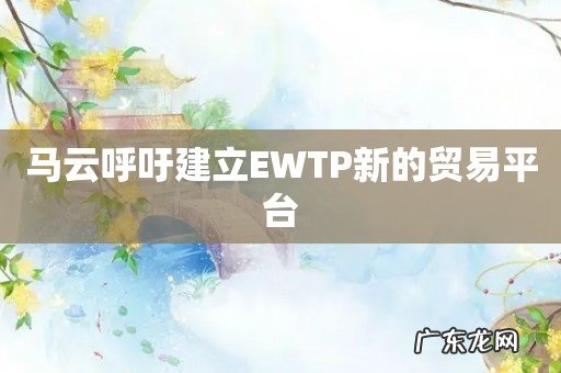 马云呼吁建立EWTP新的贸易平台
