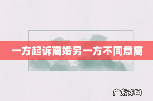 一方起诉离婚另一方不同意离